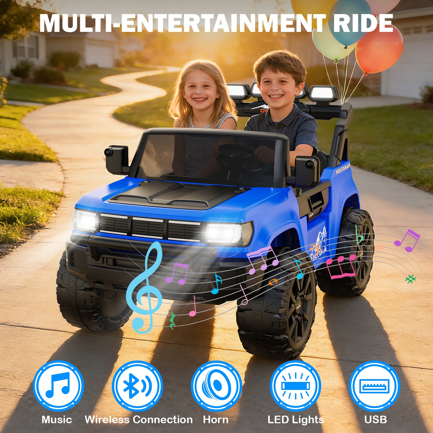 JOYSTROLL FD50 24V 2-Seater Kids Ride On Car-Blue