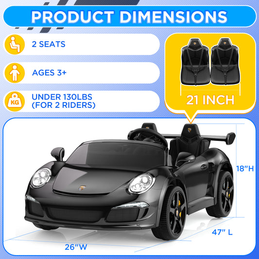 JOYSTROLL 24V 2 Seaters Kids Ride on Sports Car-RUF Licensed-Black